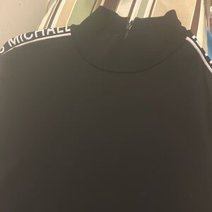 Black Micheal Kors Bodycon Ruched Turtleneck Dress.